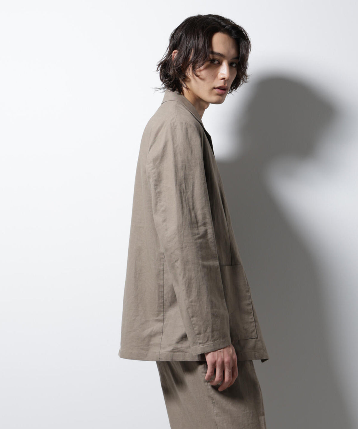 「BELGIUM LINEN FABRICS」リネンコットンダブルジャケット(セットアップ可) 6685116205