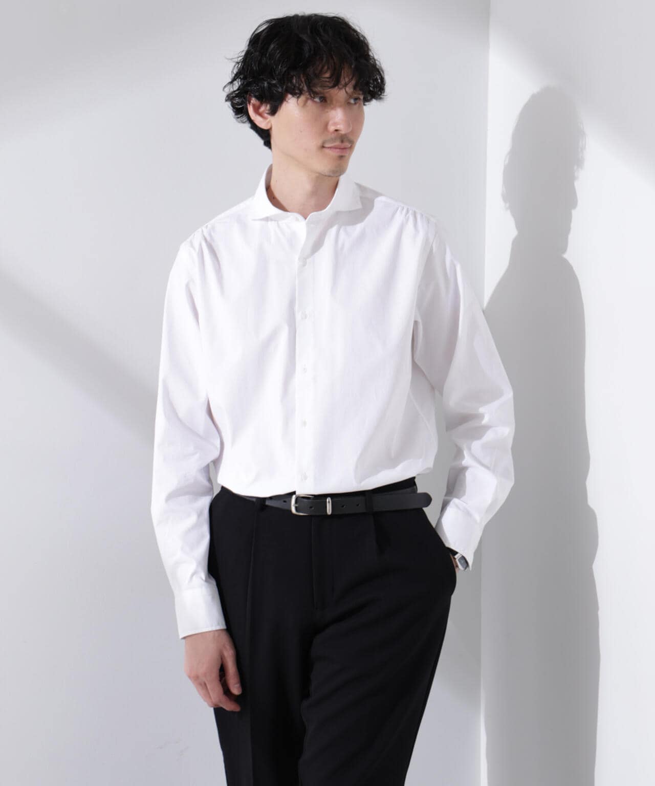 「N shirt」Anti Soaked(R) 汗染み防止ホリゾンタルカラーシャツ長袖 6685120202