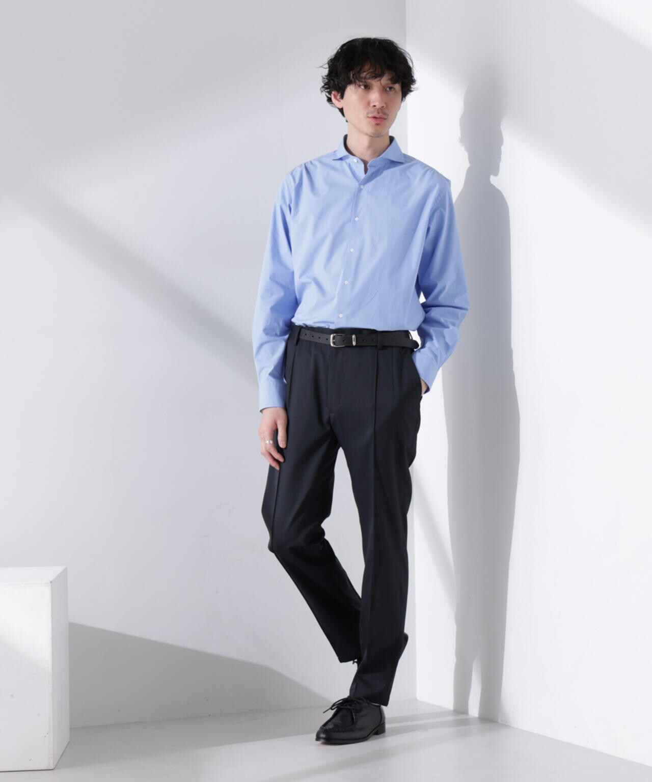 「N shirt」Anti Soaked(R) 汗染み防止ホリゾンタルカラーシャツ長袖 6685120202