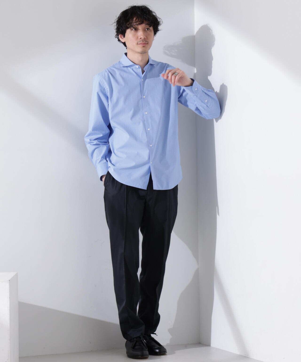 「N shirt」Anti Soaked(R) 汗染み防止ホリゾンタルカラーシャツ長袖 6685120202