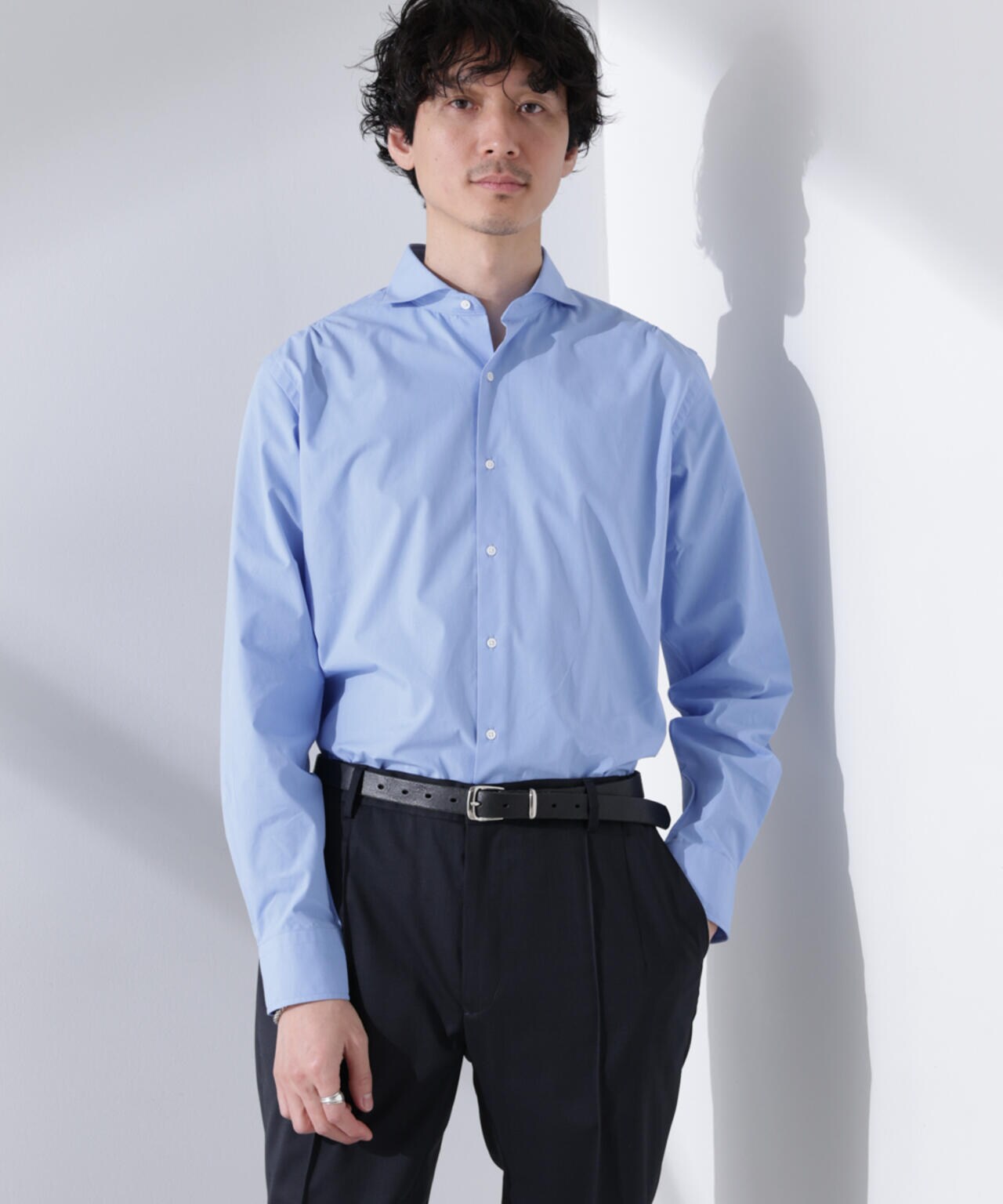 「N shirt」Anti Soaked(R) 汗染み防止ホリゾンタルカラーシャツ長袖 6685120202