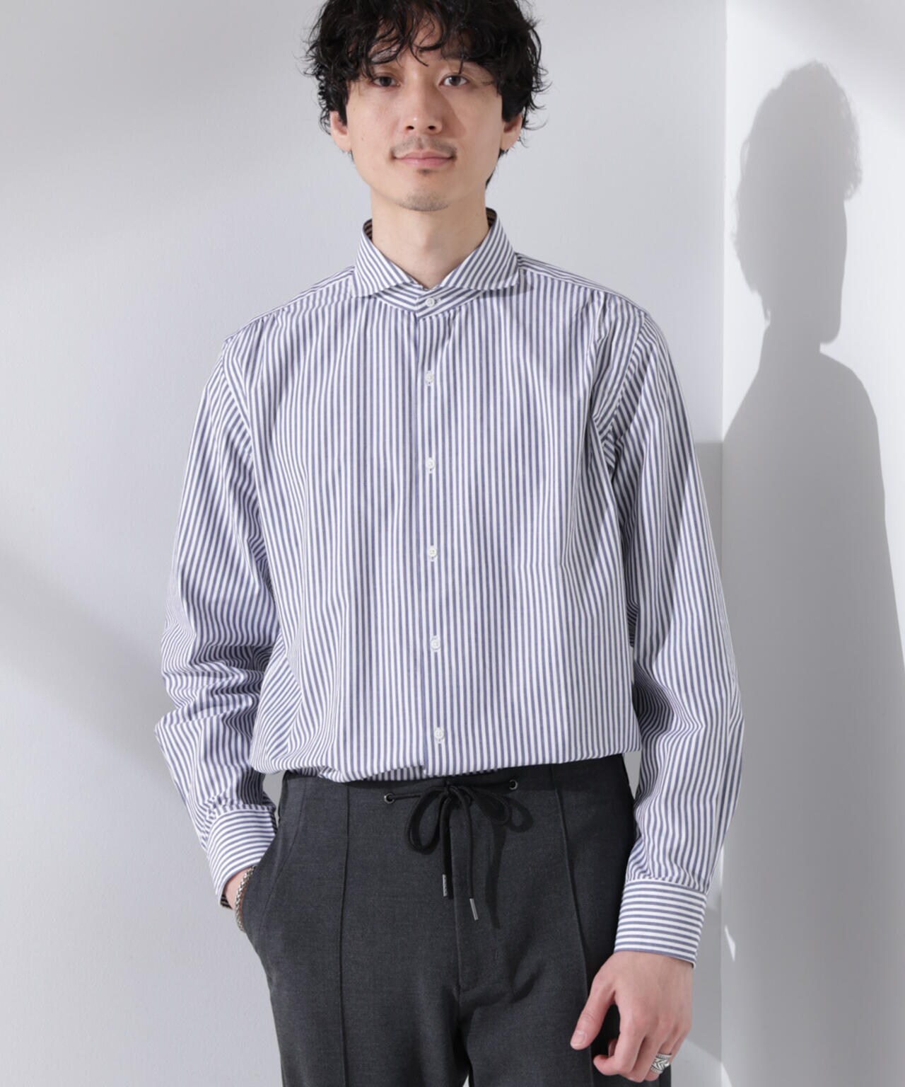 「N shirt」Anti Soaked(R) 汗染み防止ホリゾンタルカラーシャツ長袖 6685120202