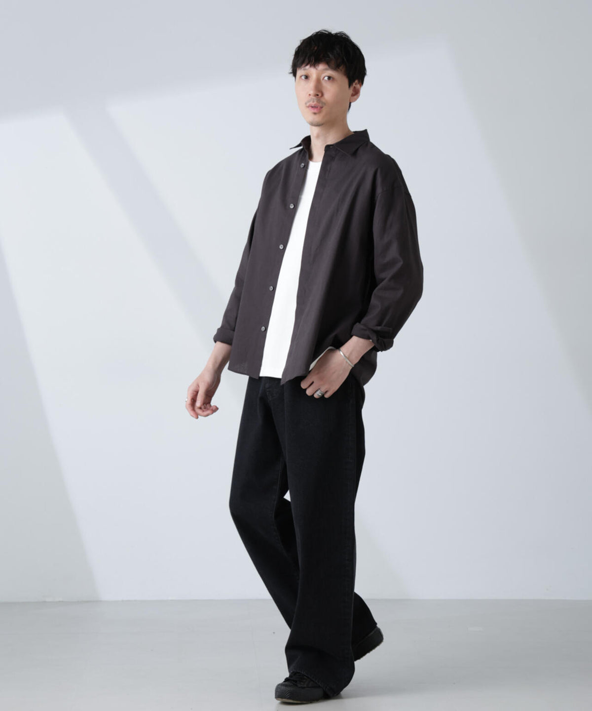 「BELGIUM LINEN FABRICS」リネンコットンレギュラーシャツ 6685120218
