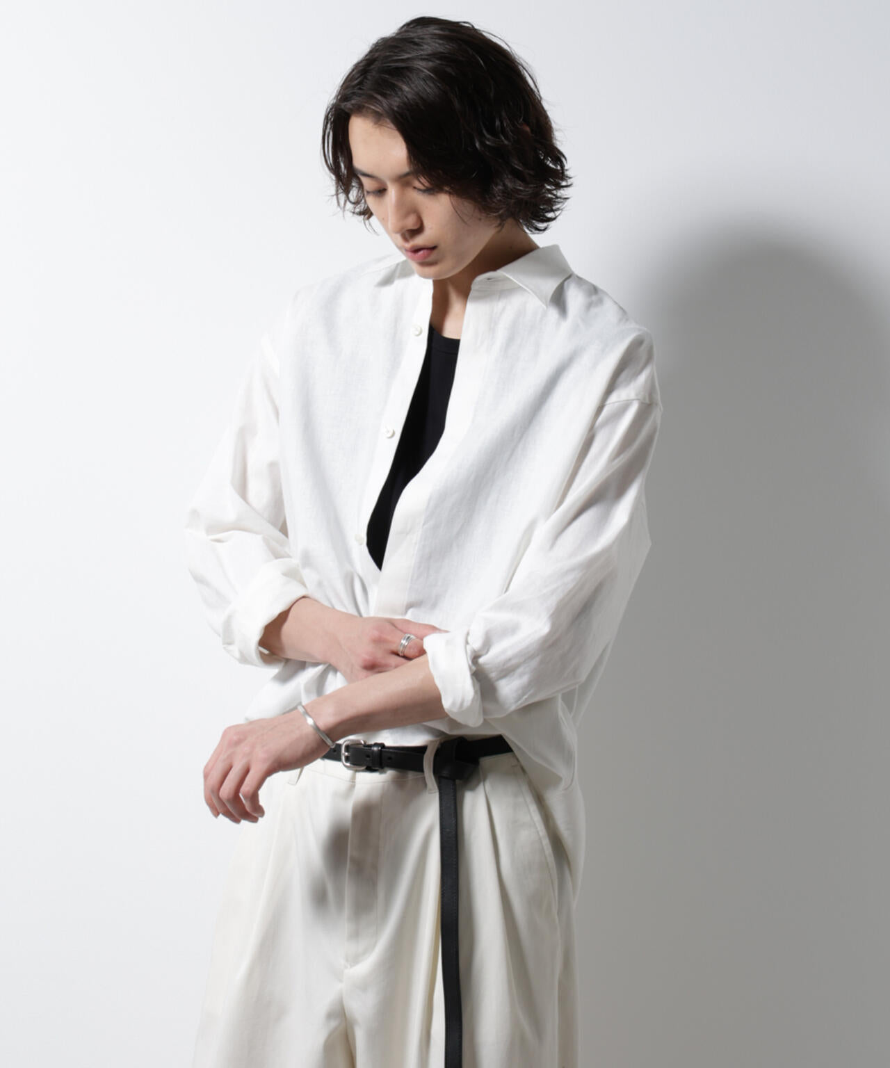「BELGIUM LINEN FABRICS」リネンコットンレギュラーシャツ 6685120218
