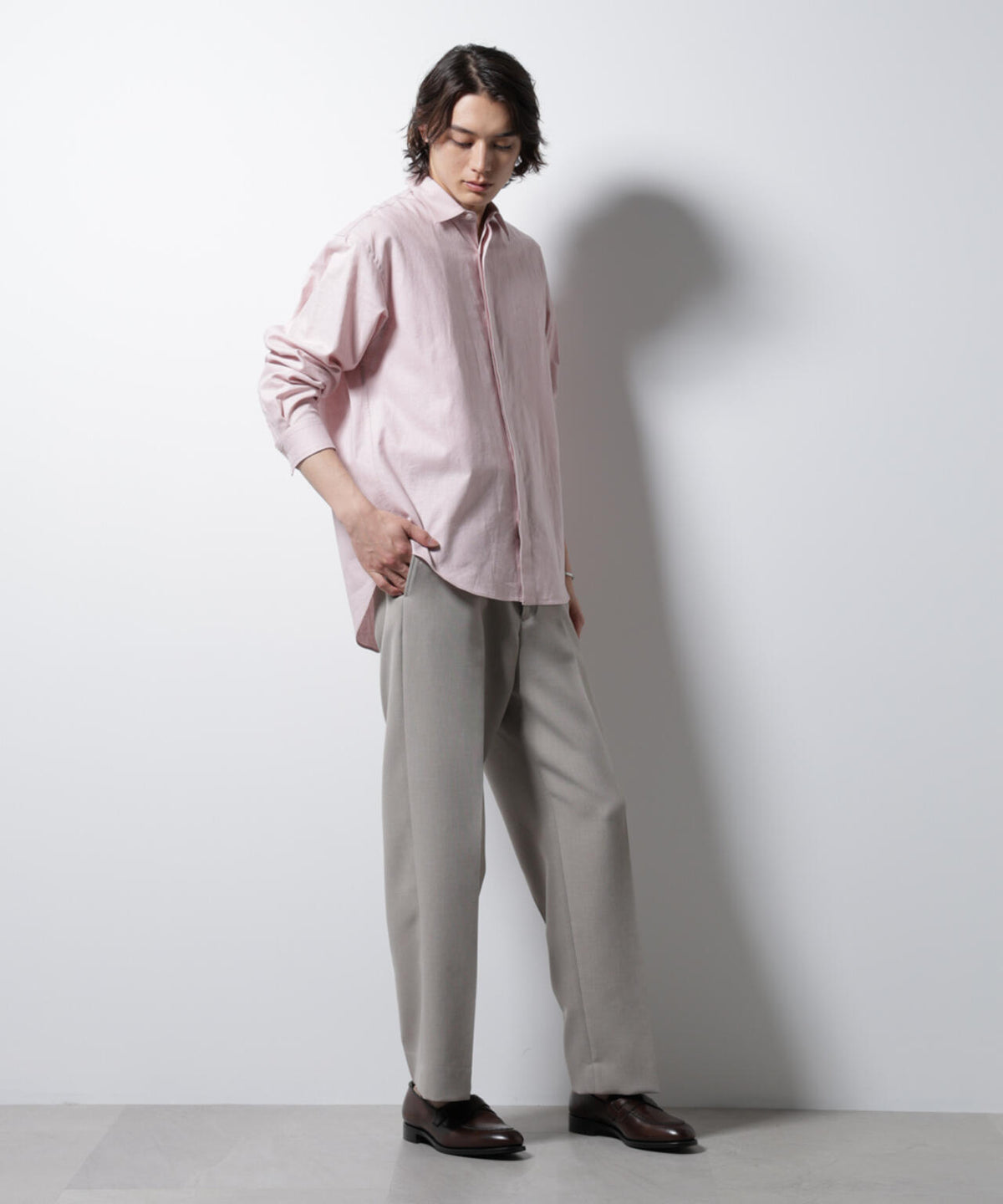 「BELGIUM LINEN FABRICS」リネンコットンレギュラーシャツ 6685120218