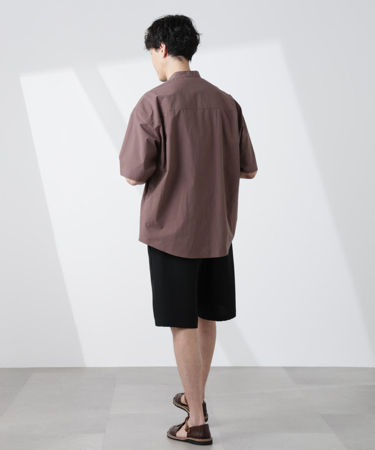「大人のワイドシャツ」バンドカラー 半袖 6685121223