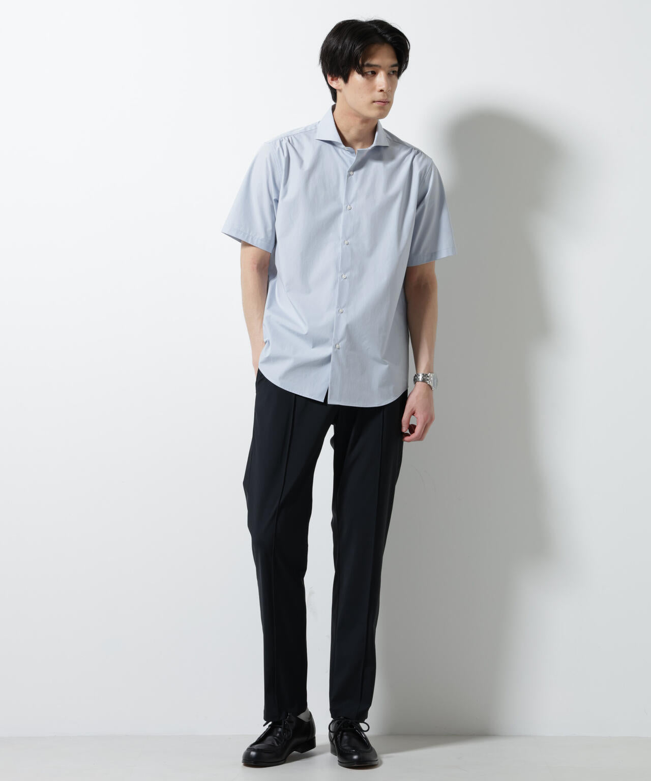 「N shirt」 速乾 ホリゾンタルカラーシャツ半袖 6685121231
