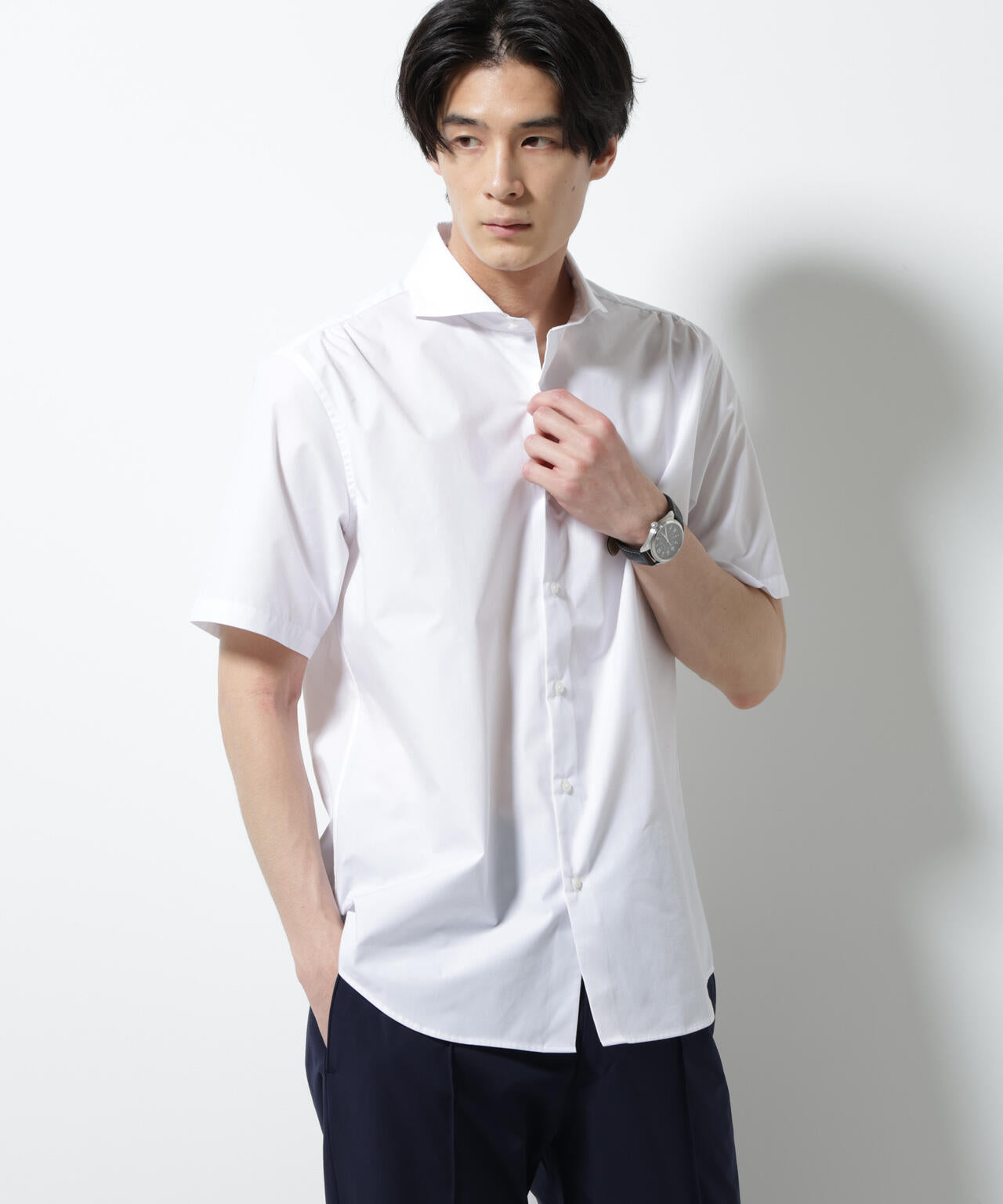 「N shirt」 速乾 ホリゾンタルカラーシャツ半袖 6685121231