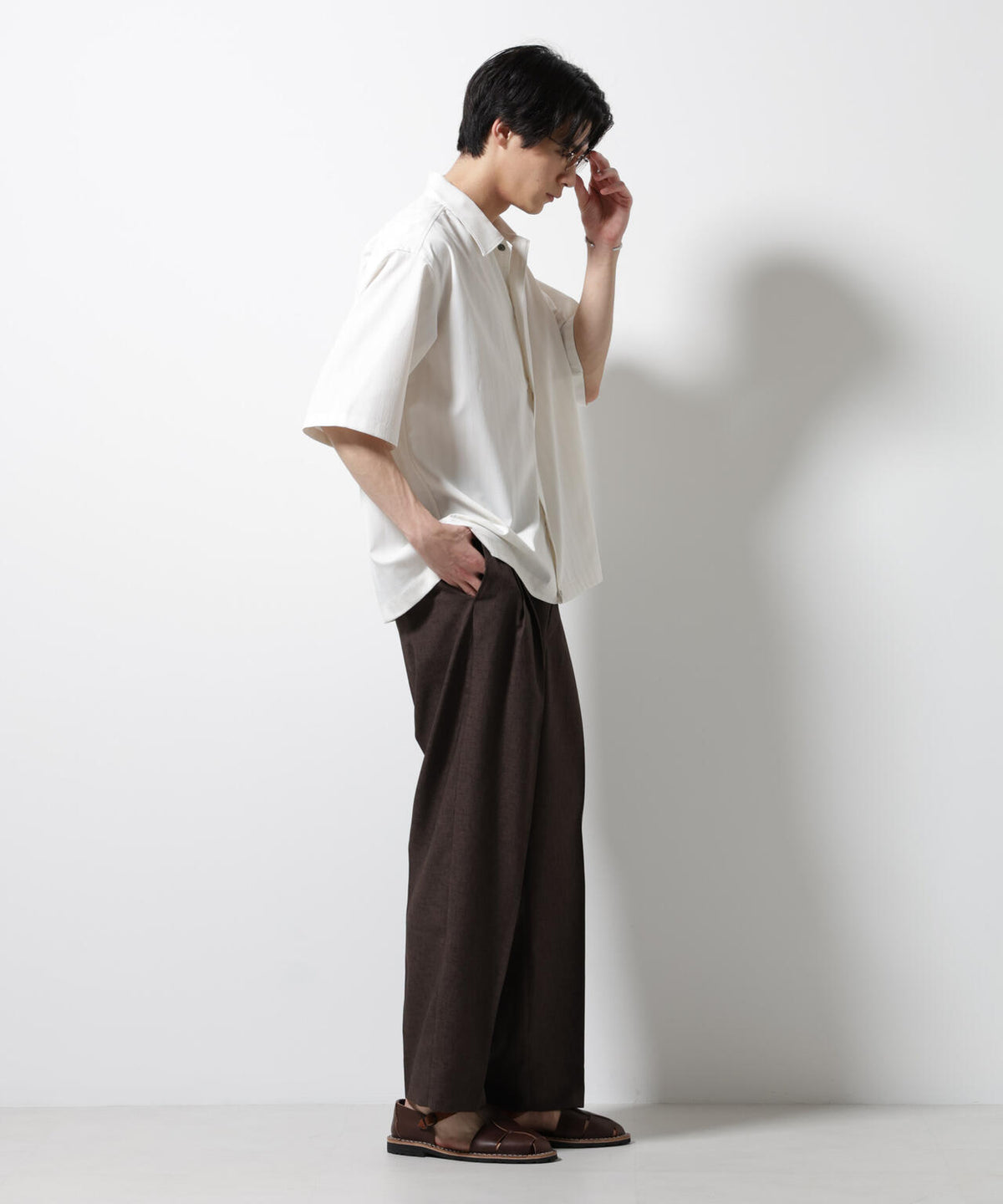 シャドーストライプハーフスリーブシャツ 6685121232