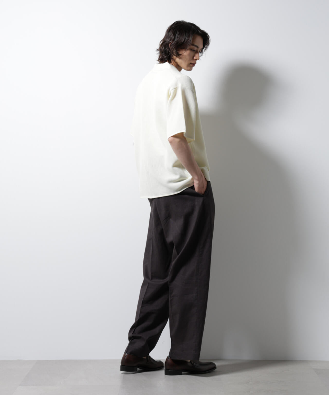 スポンディッシュ メッシュオープンカラーニットシャツ 6685122218
