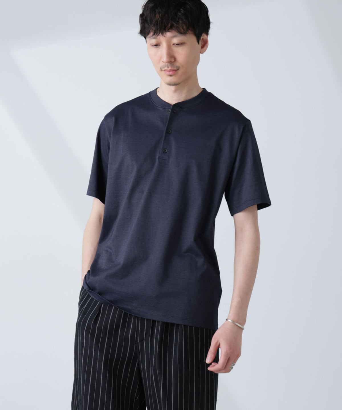ソラーロライトストレッチヘンリーネックTシャツ(セットアップ可) 6685124237