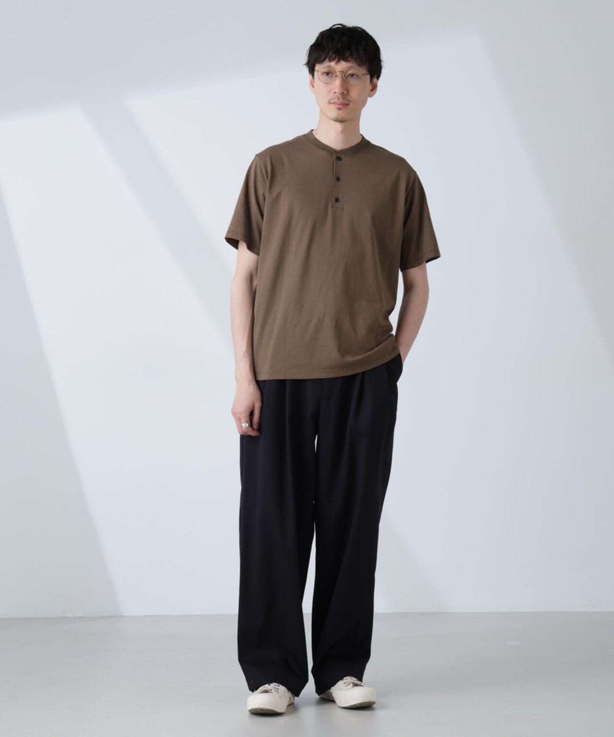 ソラーロライトストレッチヘンリーネックTシャツ(セットアップ可) 6685124237