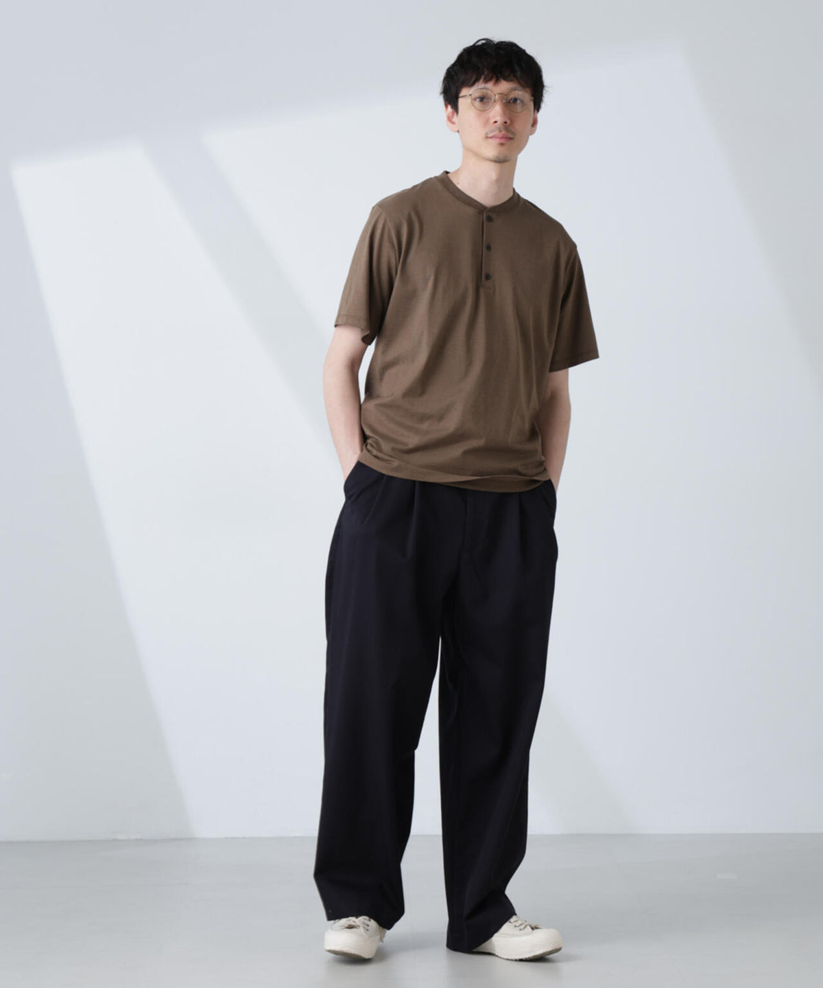 ソラーロライトストレッチヘンリーネックTシャツ(セットアップ可) 6685124237