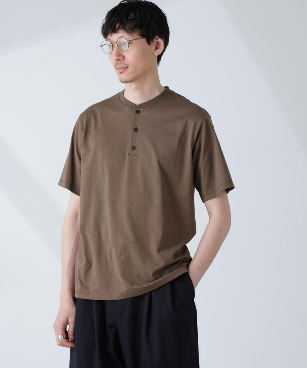 ソラーロライトストレッチヘンリーネックTシャツ(セットアップ可) 6685124237