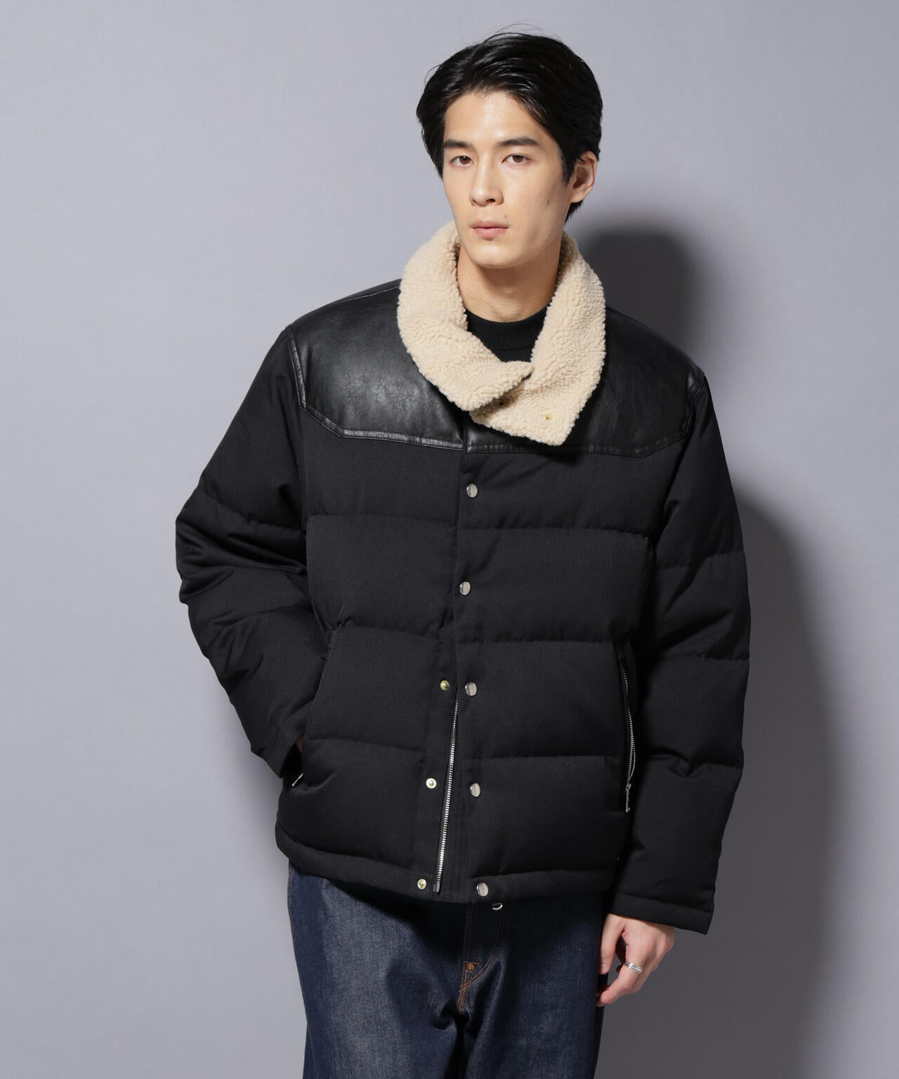 「西川ダウン(R)」ボアカラーサージショートダウン 6685214205