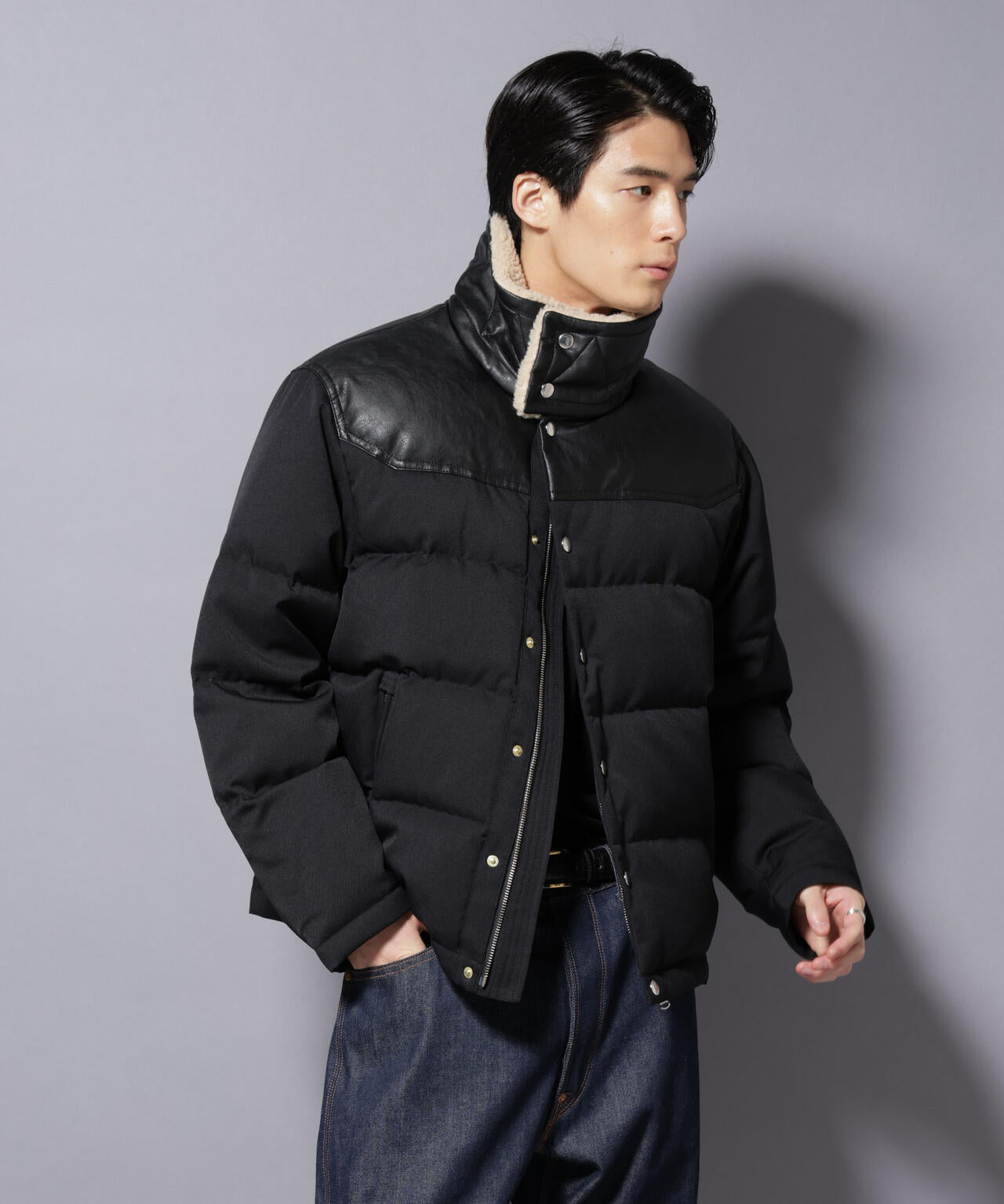 「西川ダウン(R)」ボアカラーサージショートダウン 6685214205