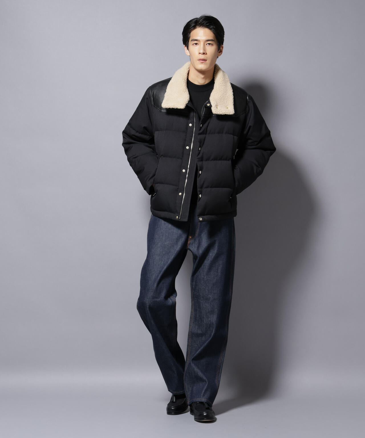 「西川ダウン(R)」ボアカラーサージショートダウン 6685214205