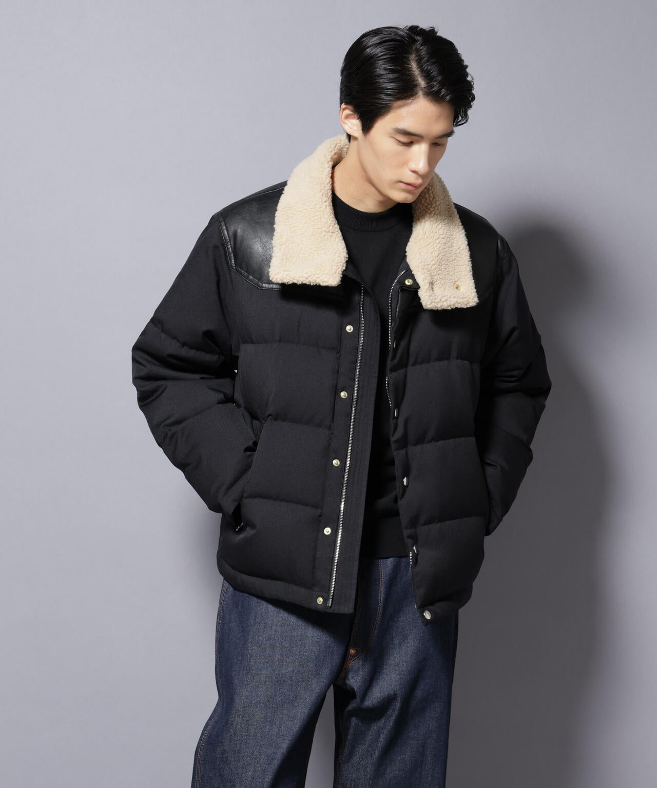 「西川ダウン(R)」ボアカラーサージショートダウン 6685214205