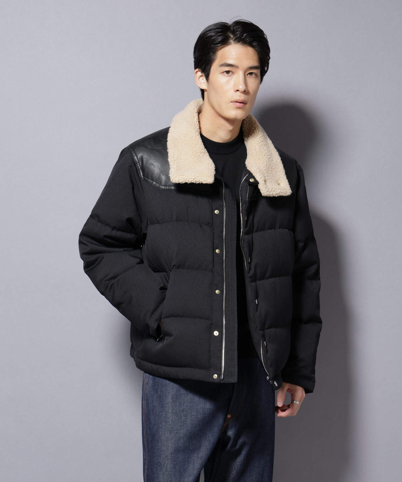 「西川ダウン(R)」ボアカラーサージショートダウン 6685214205