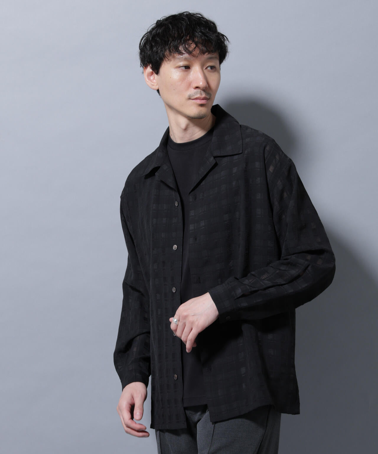 シースルーチェックシャツ 長袖 6685220201