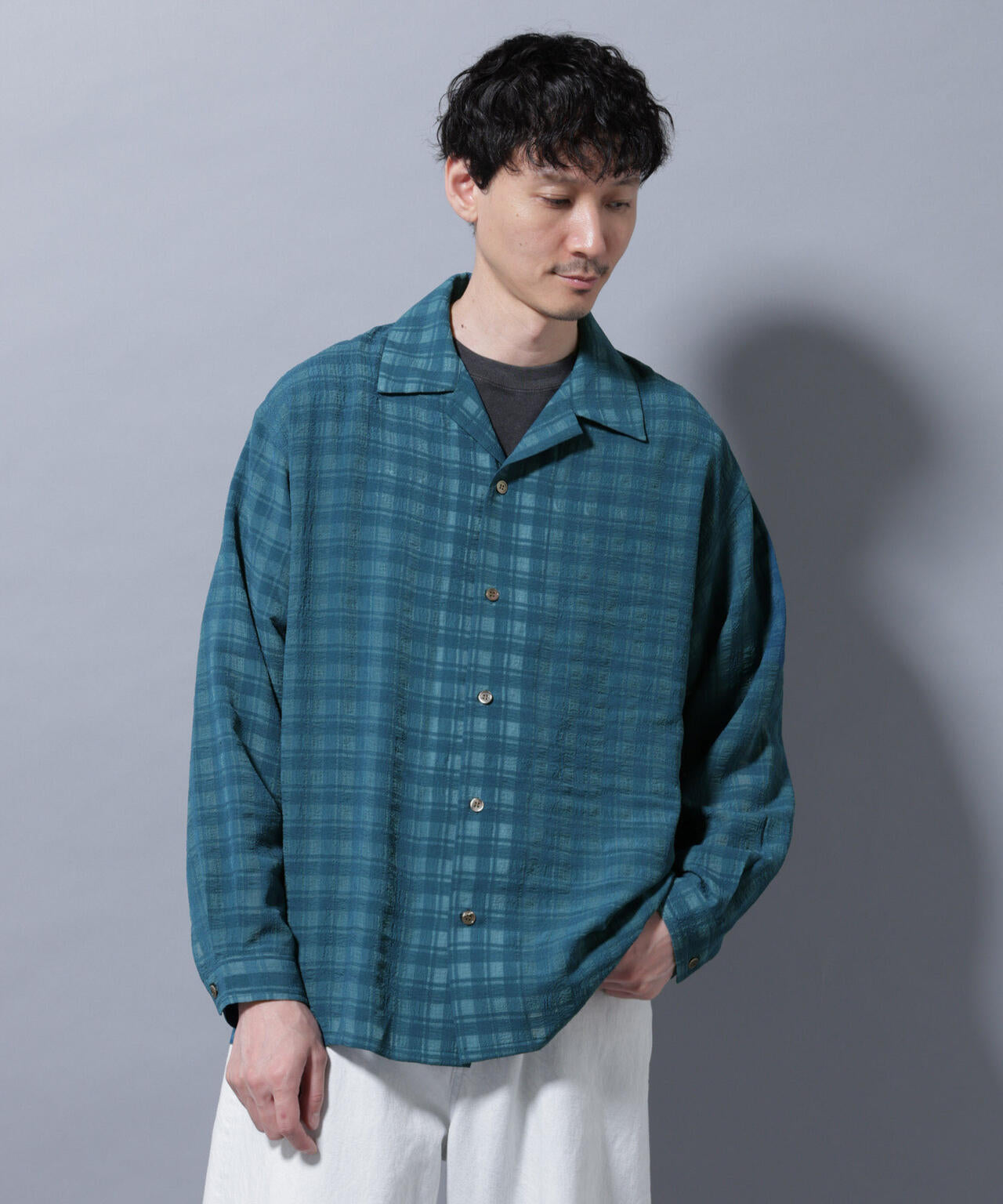 シースルーチェックシャツ 長袖 6685220201