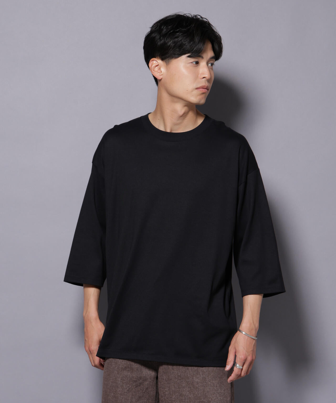 Anti Soaked(R) 汗染み防止 クルーネックワイドTシャツ七分袖 6685223207