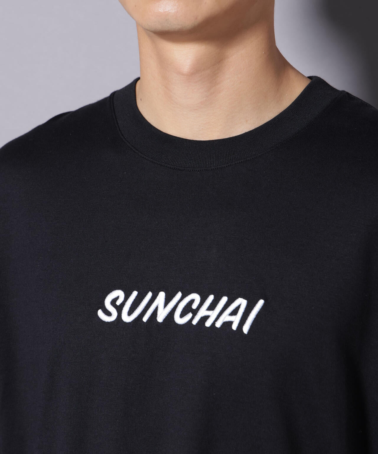 Anti Soaked(R)×SUNCHAI ロゴ刺繍 汗染み防止 Tシャツ長袖 6685223211