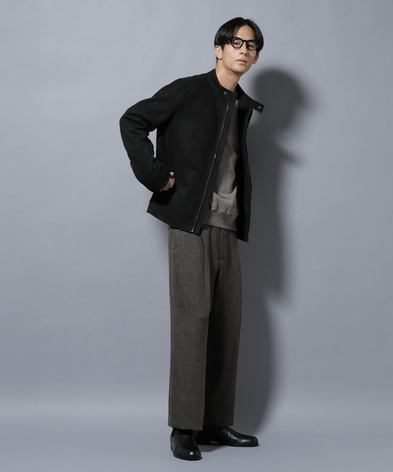 「大人のワイドパンツ」シャークスキンイージースラックス 6685227208