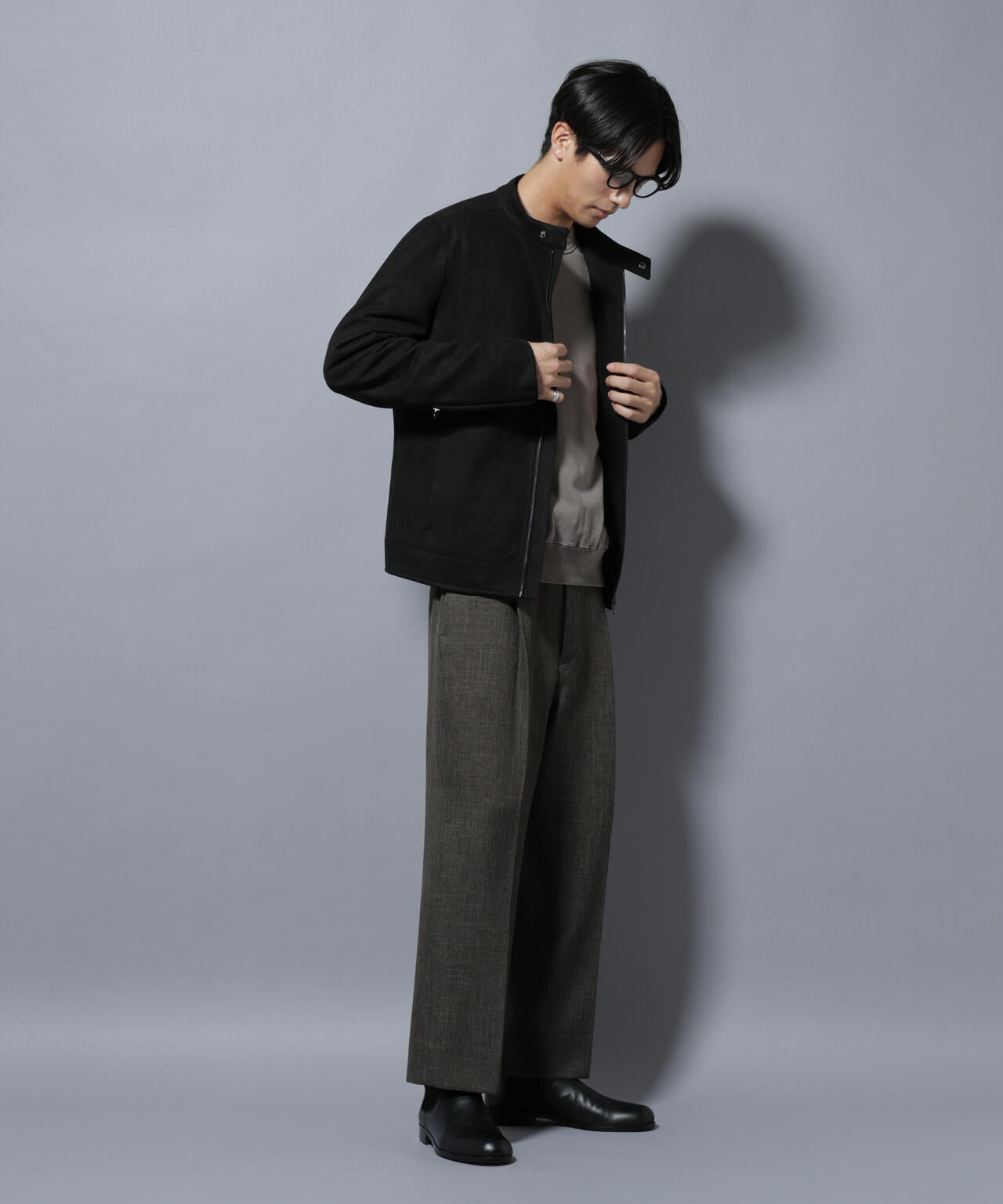 「大人のワイドパンツ」シャークスキンイージースラックス 6685227208