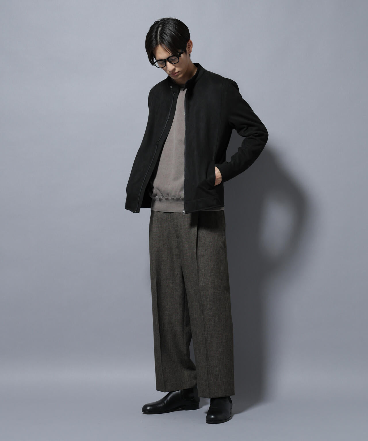「大人のワイドパンツ」シャークスキンイージースラックス 6685227208