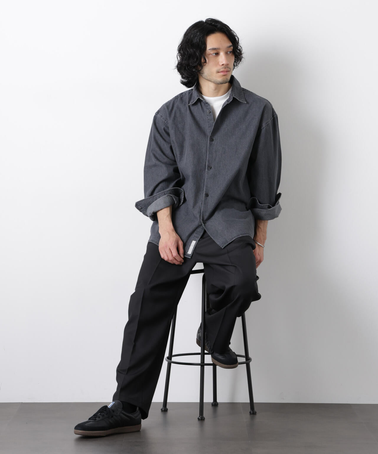 「OtoNANO」大人のワイドシャツ デニムシャツ 長袖 6686120213