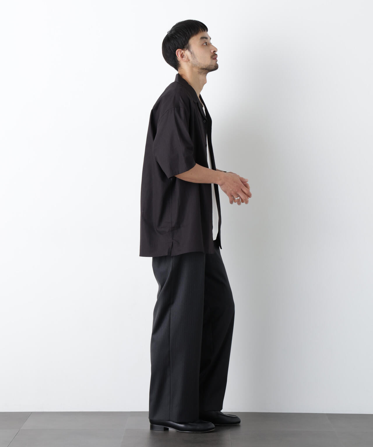 「FRENCH LINEN」 フライフロント半袖シャツ 6686121201