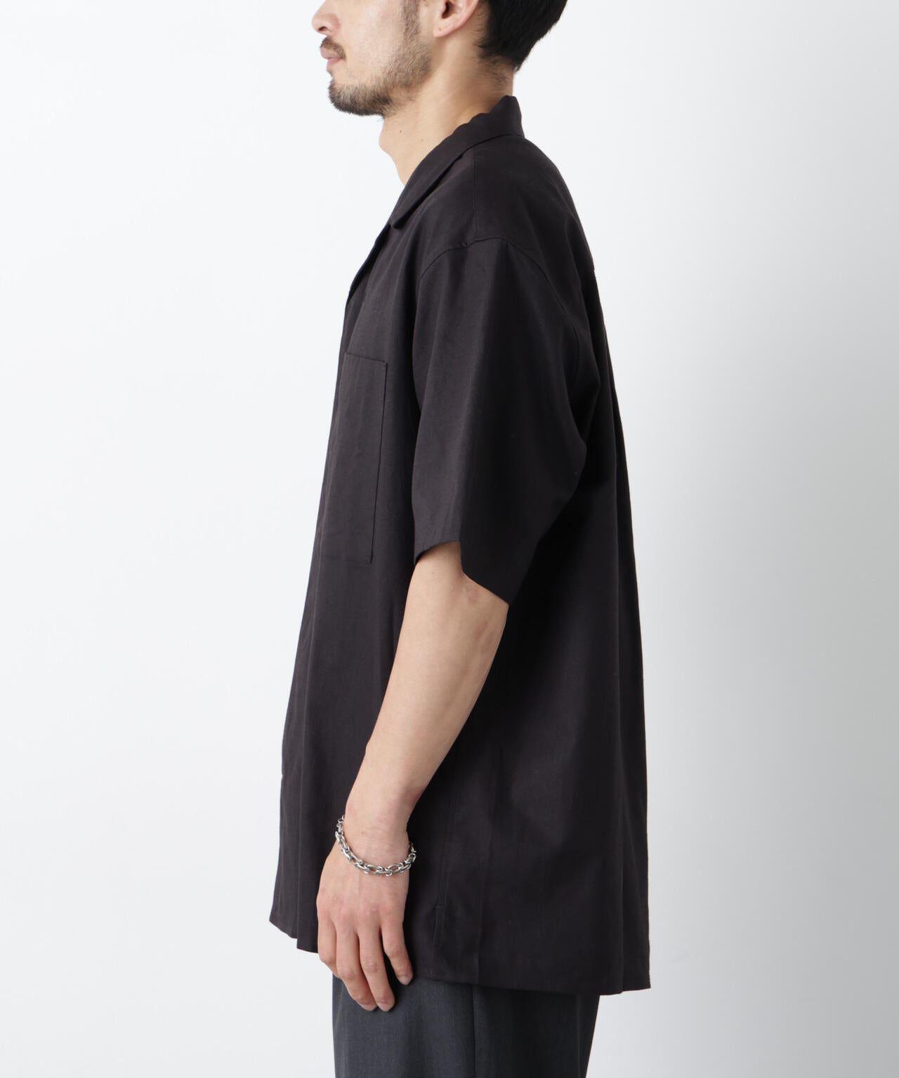 「FRENCH LINEN」 フライフロント半袖シャツ 6686121201