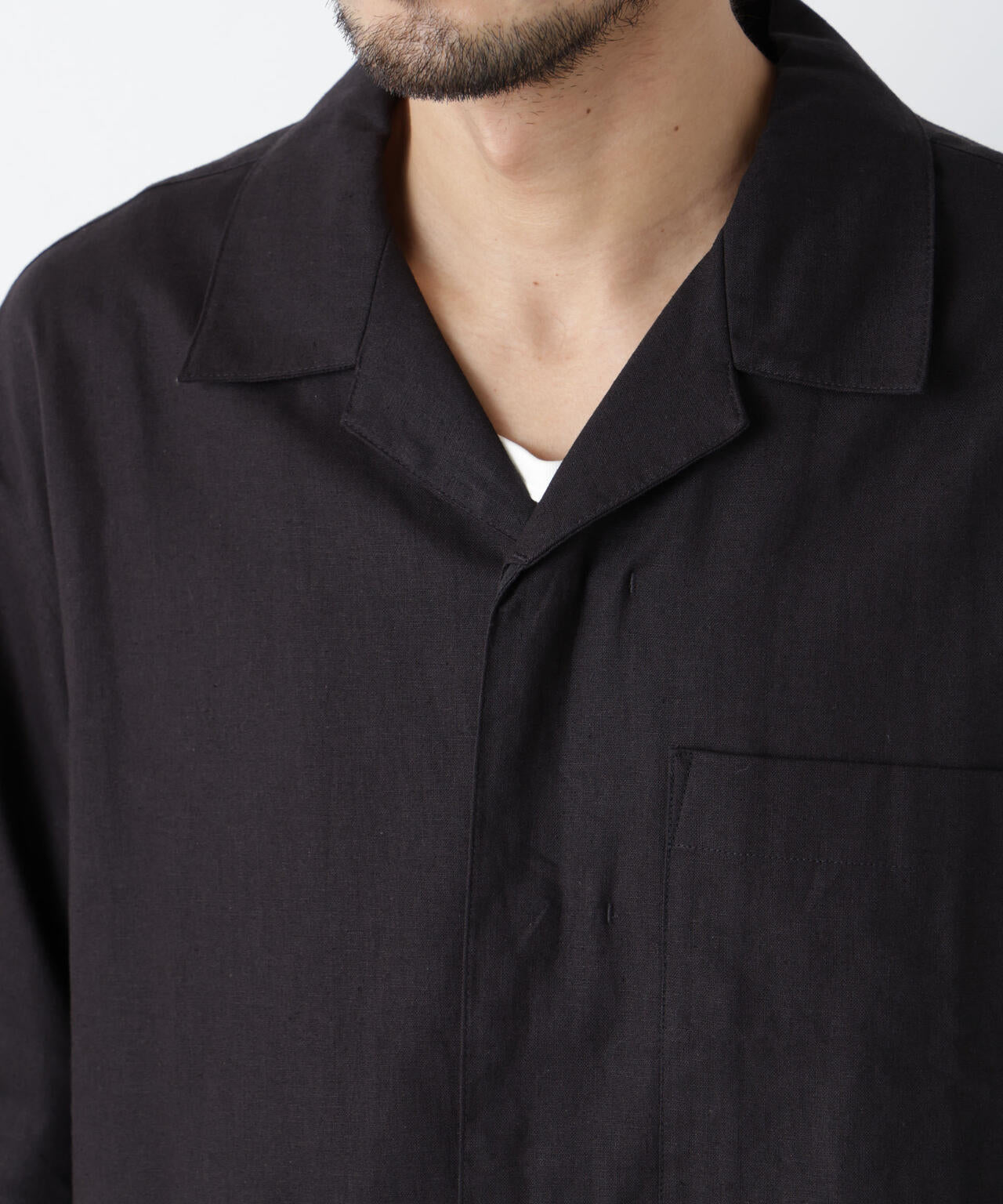 「FRENCH LINEN」 フライフロント半袖シャツ 6686121201
