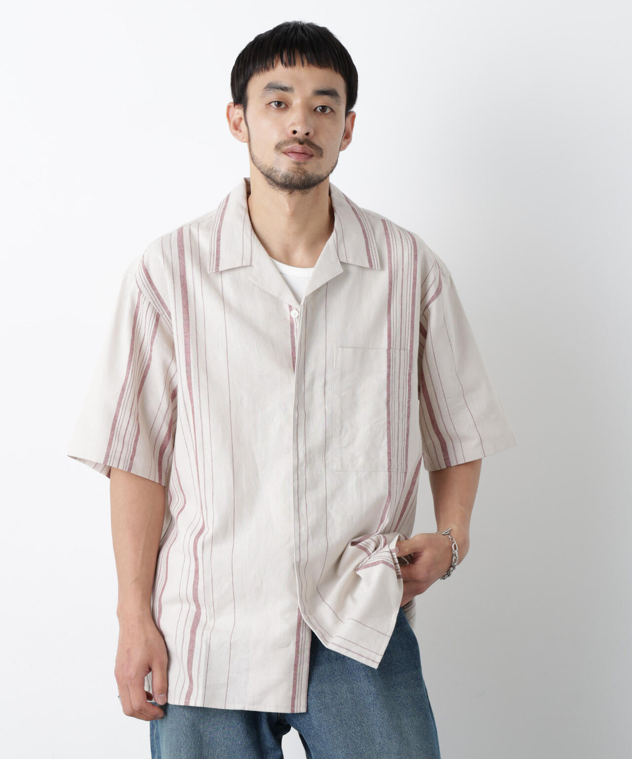 「FRENCH LINEN」 フライフロント半袖シャツ 6686121201