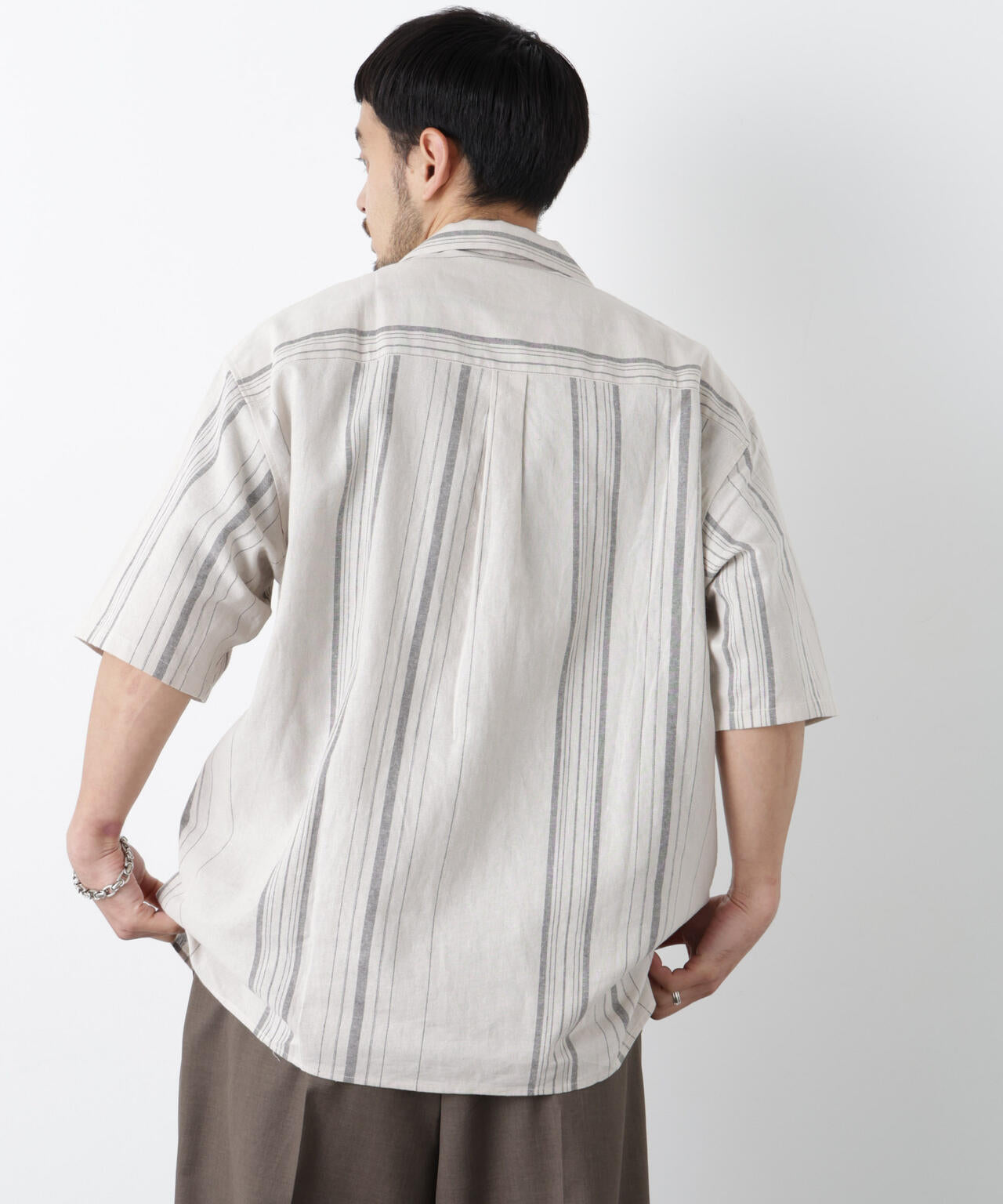 「FRENCH LINEN」 フライフロント半袖シャツ 6686121201