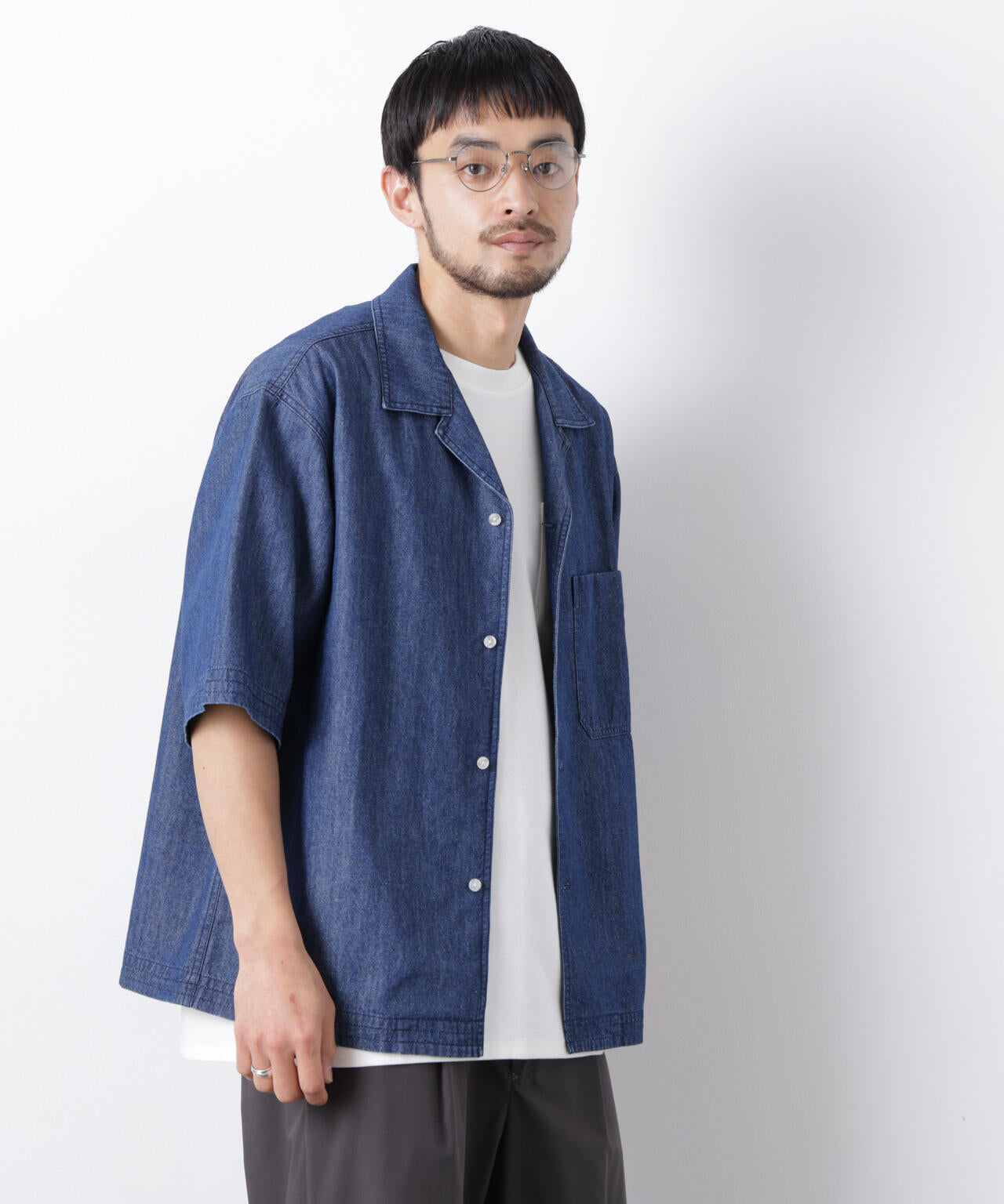 「OtoNANO」 デニムシャツ 半袖 6686121219