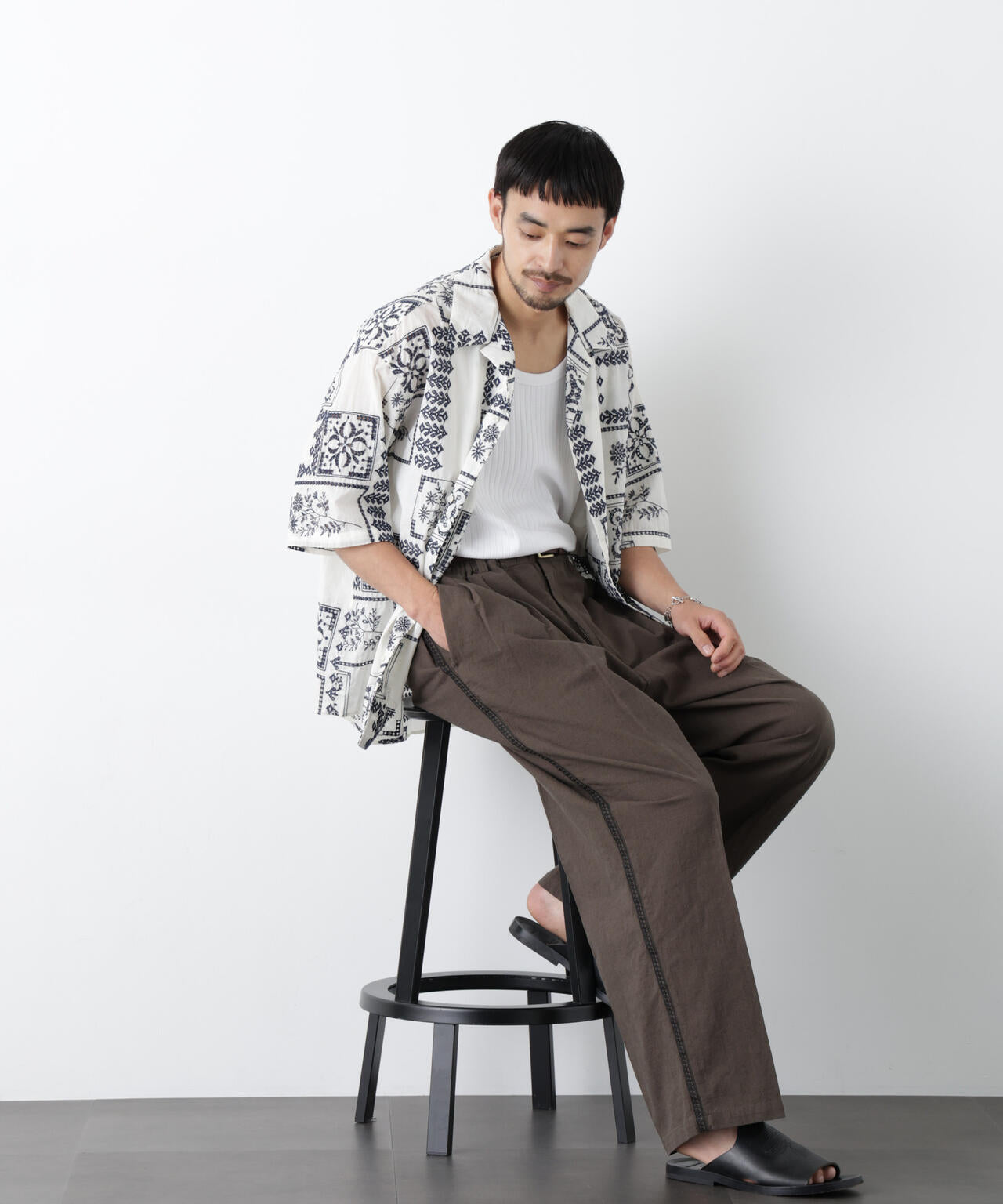 「OtoNANO」×masoret アイレット刺繍シャツ 6686121224