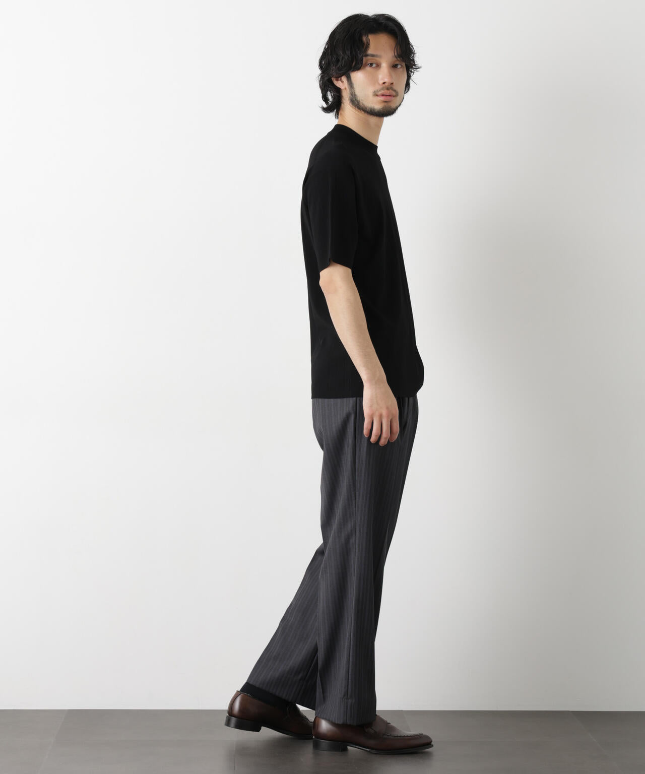「ASSEMBLANC」 針抜きクルーネックニット 6686122208