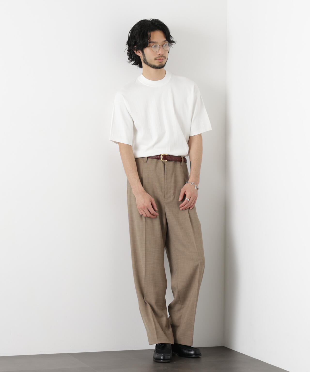 「ASSEMBLANC」 針抜きクルーネックニット 6686122208