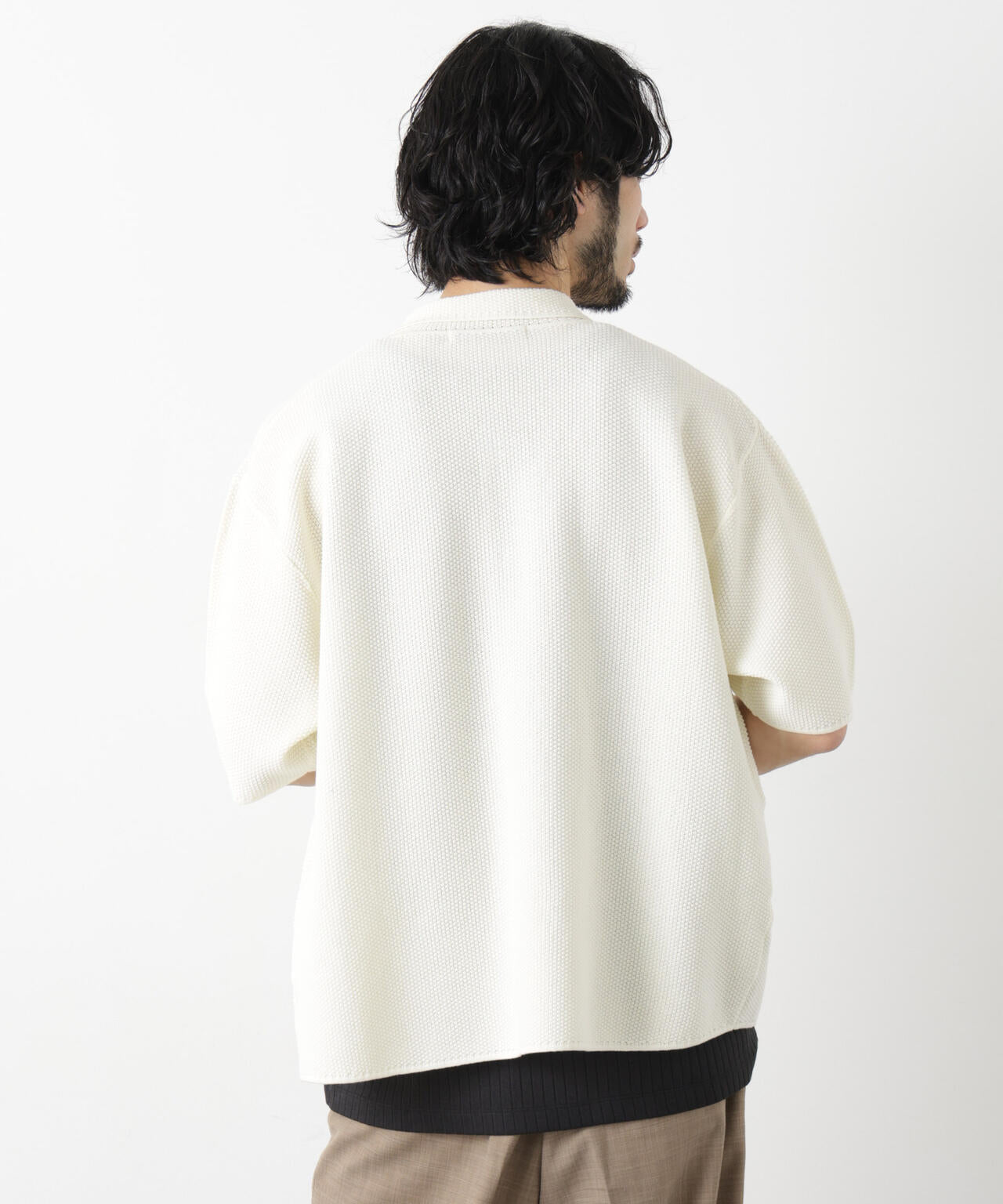 コットンシードステッチニットシャツ 6686122210