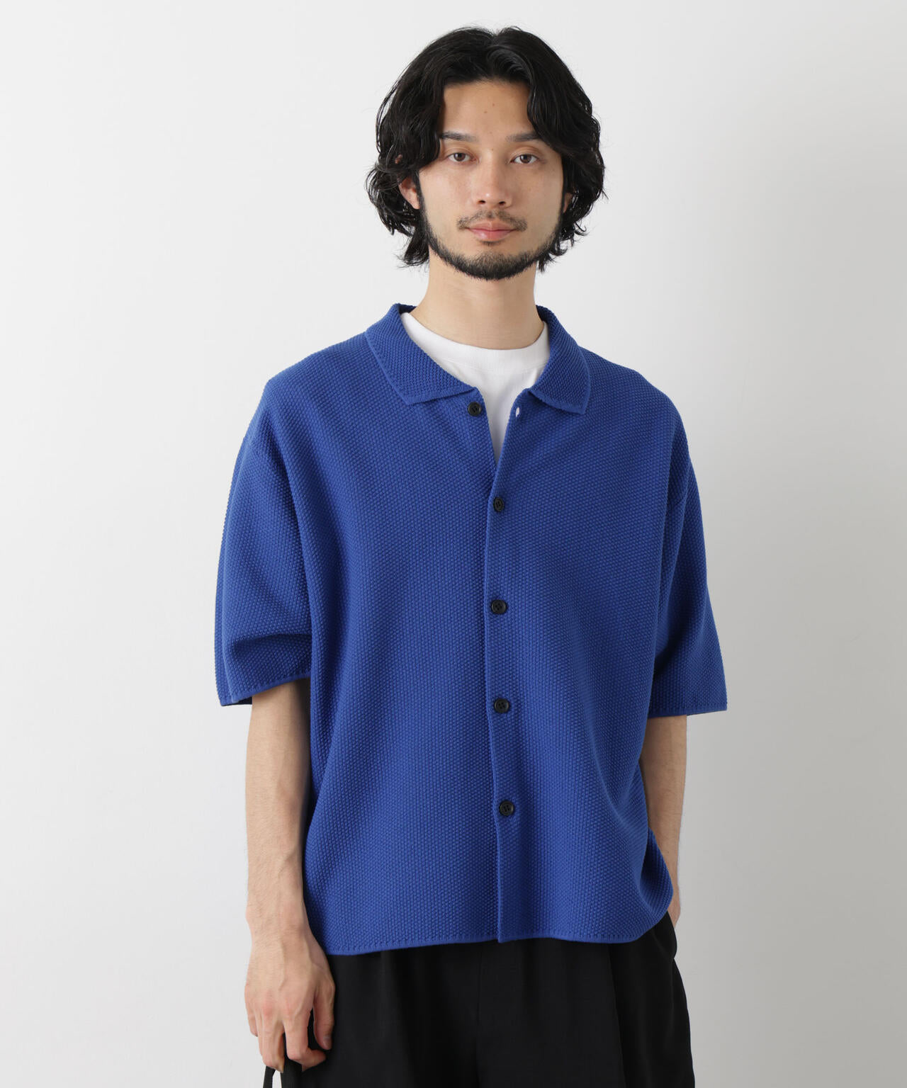 コットンシードステッチニットシャツ 6686122210