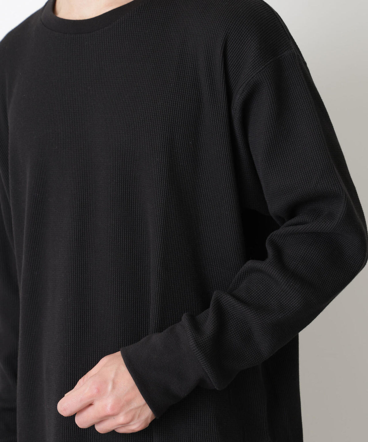 ミニワッフルクルーネックTシャツ 長袖 6686123213