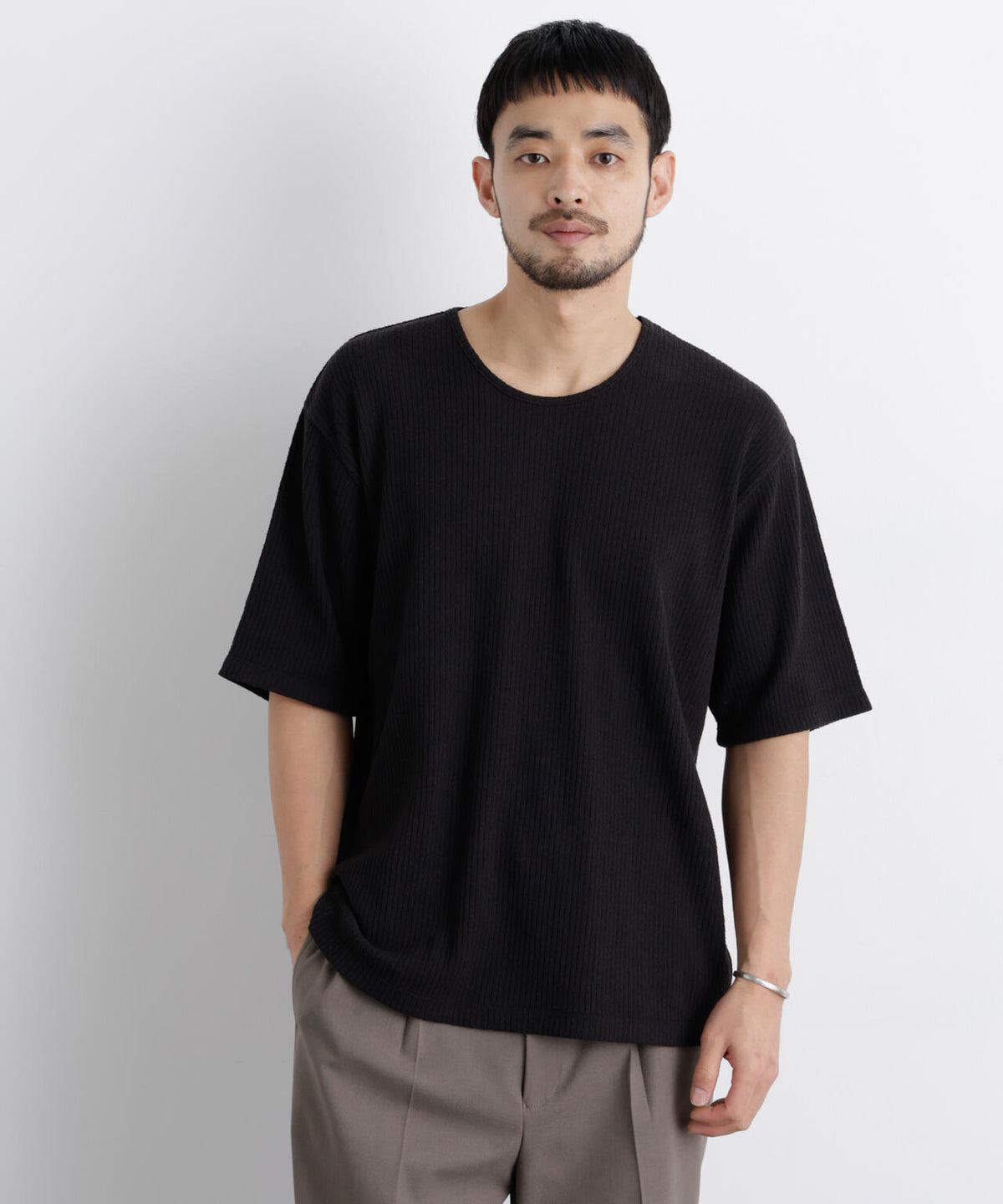 強撚ループヤーン針抜きストレッチ Tシャツ 6686124227