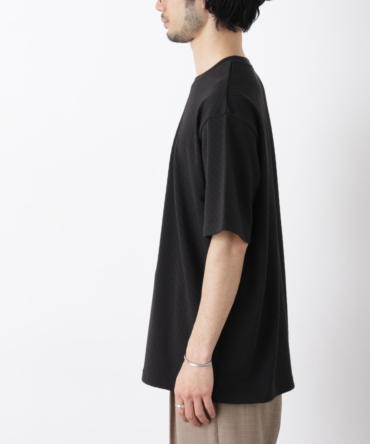 リンクスジャガードスリーブTシャツ 6686124228