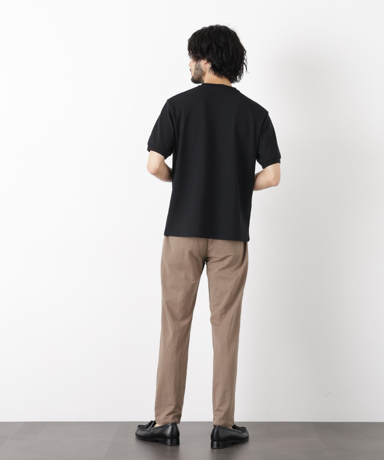 「モダンコンフォート」ヘリンボン クルーネックTシャツ 半袖 6686124243
