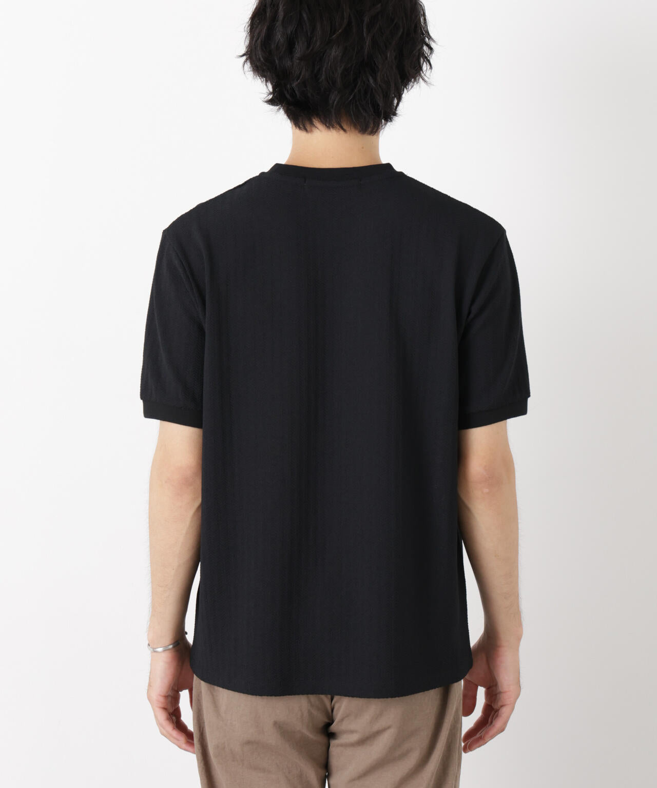 「モダンコンフォート」ヘリンボン クルーネックTシャツ 半袖 6686124243