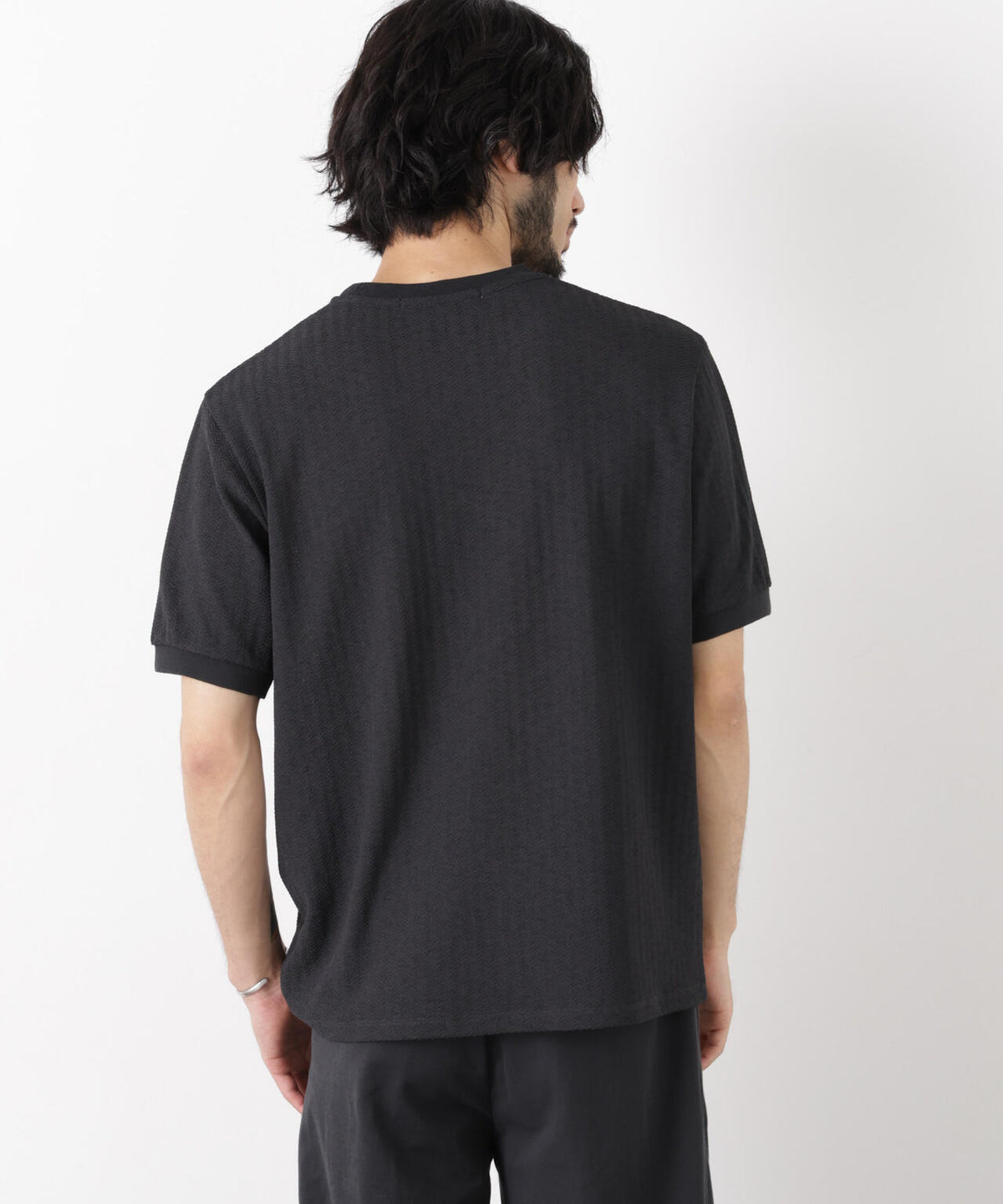 「モダンコンフォート」ヘリンボン クルーネックTシャツ 半袖 6686124243