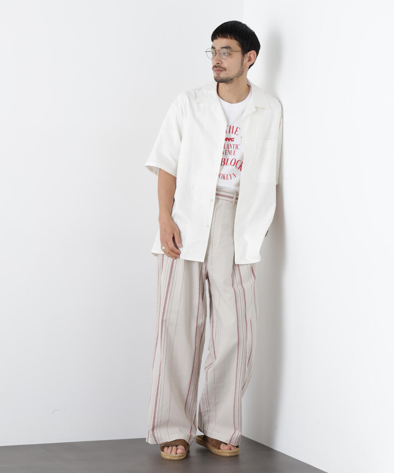 「FRENCH LINEN」 ストライプスラックス 6686127218