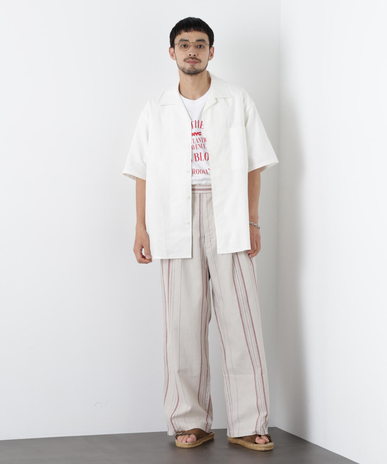 「FRENCH LINEN」 ストライプスラックス 6686127218
